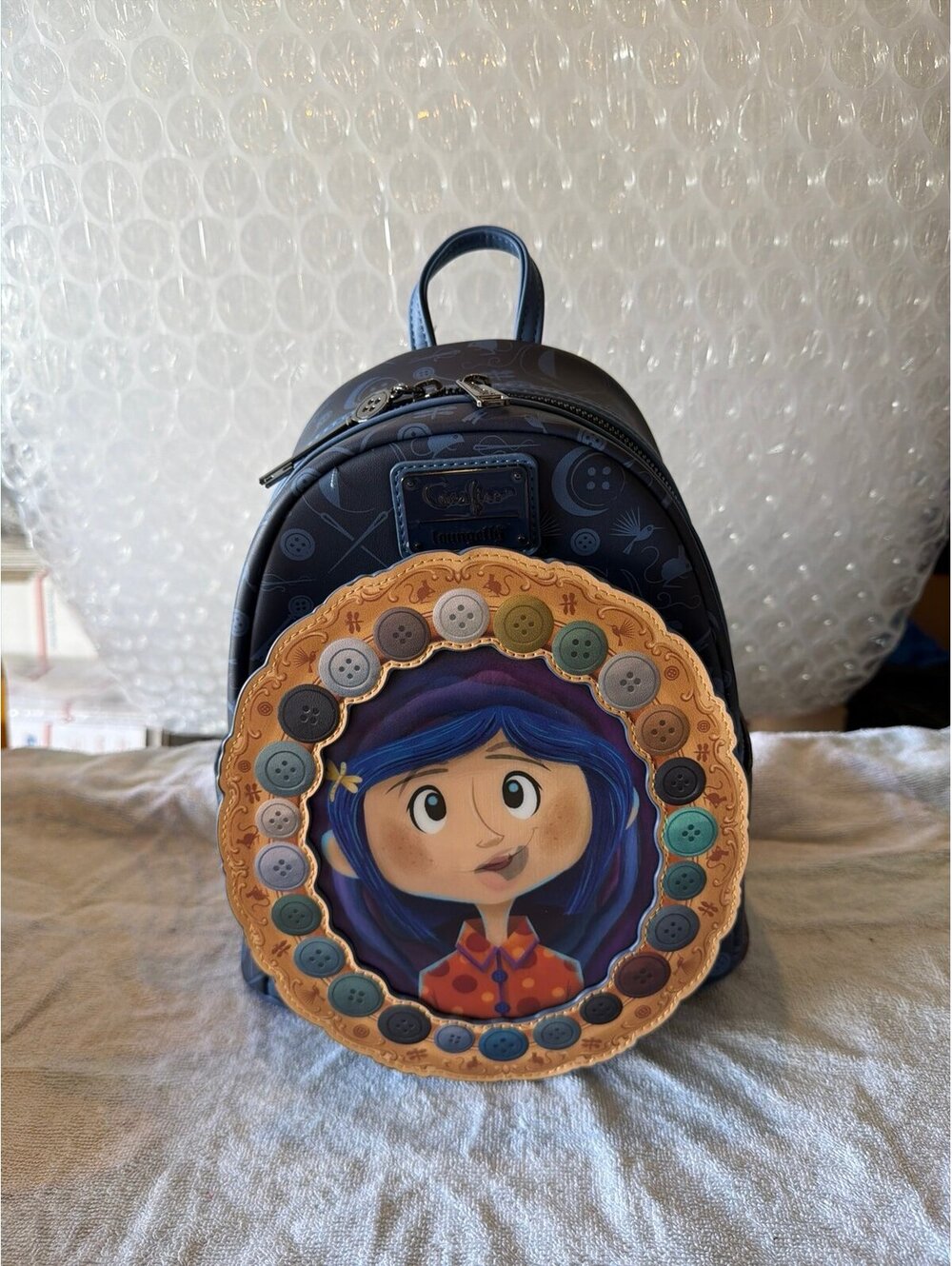 Loungefly Caroline Portal Button Frame Lenticular Backpack NWT